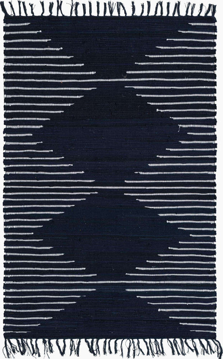 Navy Blue 4' 1 x 6' 1 Chindi Cotton Rectangle Rug