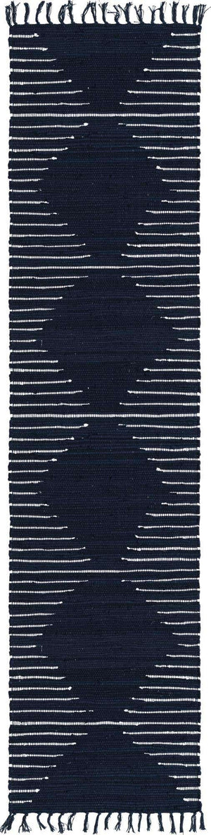 Navy Blue 3' x 10' Chindi Cotton Runner Rug