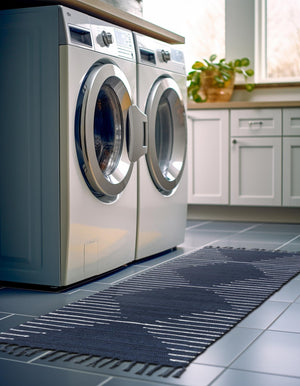 Navy Blue 3' x 16' 1 Chindi Cotton Runner Rug