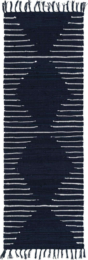Navy Blue 2' 2 x 6' 1 Chindi Cotton Runner Area Rug Interior Design Home Decor Carpet Mat for Sale at Rug Engine
