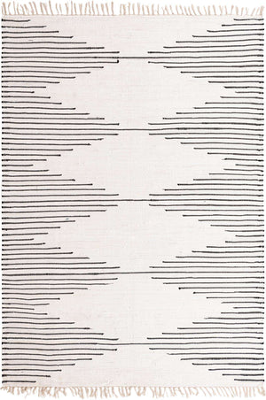 White 7' 1 x 10' Chindi Cotton Rectangle Rug