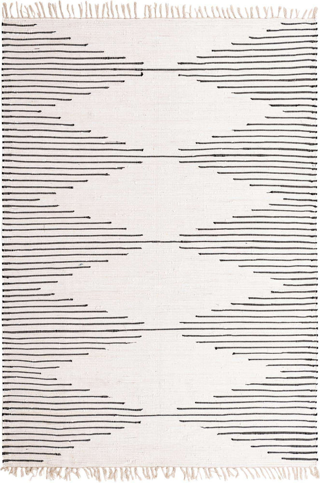 White 7' 1 x 10' Chindi Cotton Rectangle Rug
