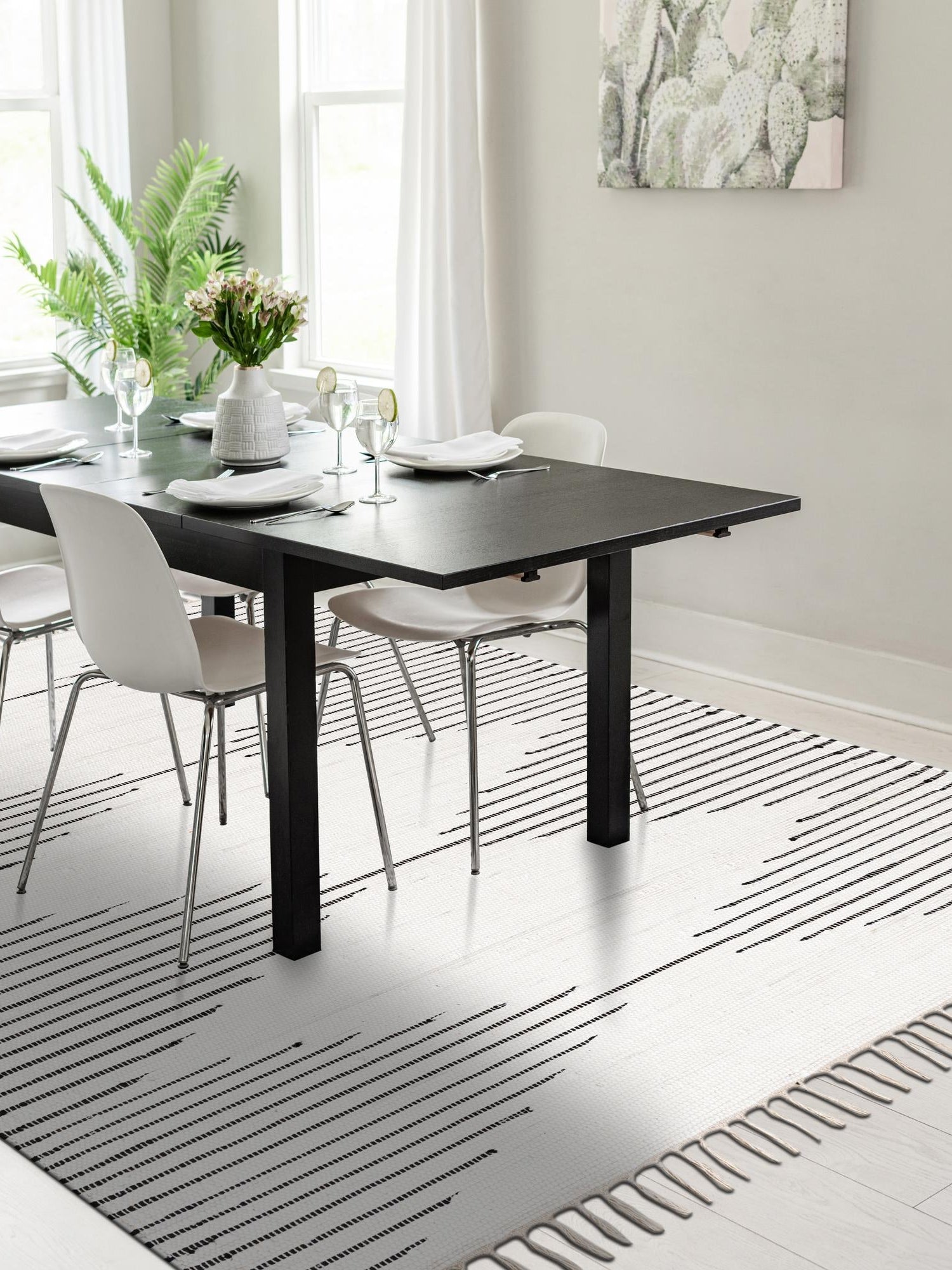 White 4' 1 x 6' 1 Chindi Cotton Rectangle Area Rug Interior Design Home Decor Carpet Mat for Sale at Rug Engine