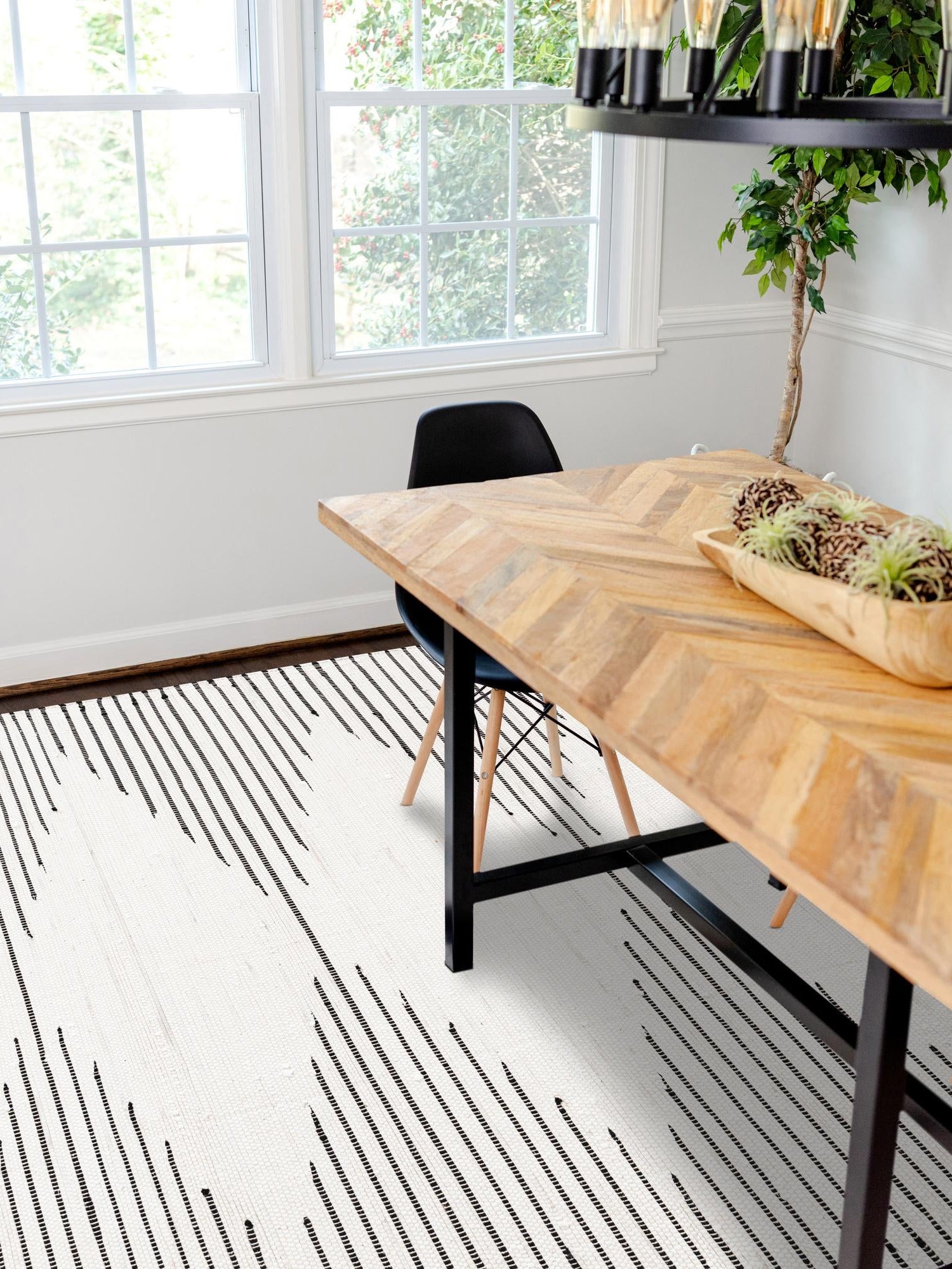 White 4' 1 x 6' 1 Chindi Cotton Rectangle Area Rug Interior Design Home Decor Carpet Mat for Sale at Rug Engine