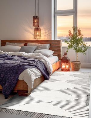 White 3' 3 x 5' 1 Chindi Cotton Rectangle Rug