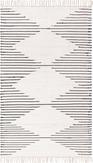 White 5' 1 x 8' Chindi Cotton Rectangle Rug