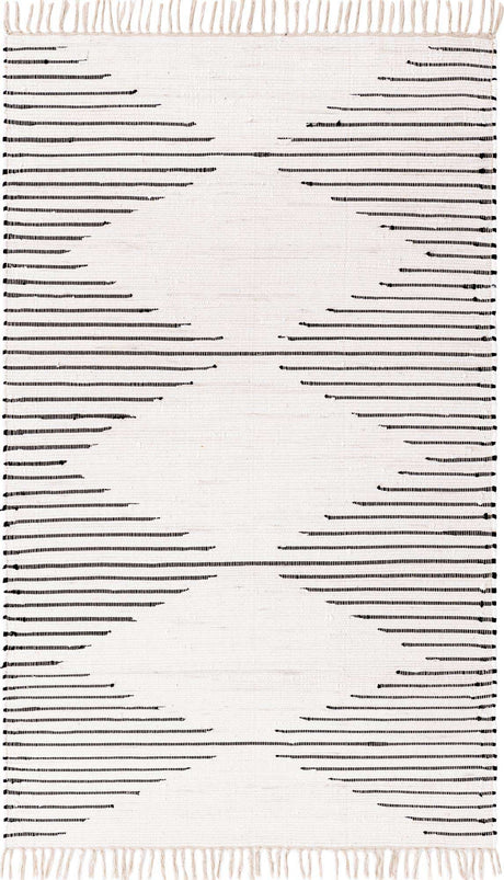 White 5' 1 x 8' Chindi Cotton Rectangle Rug