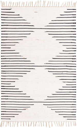 White 4' 1 x 6' 1 Chindi Cotton Rectangle Rug