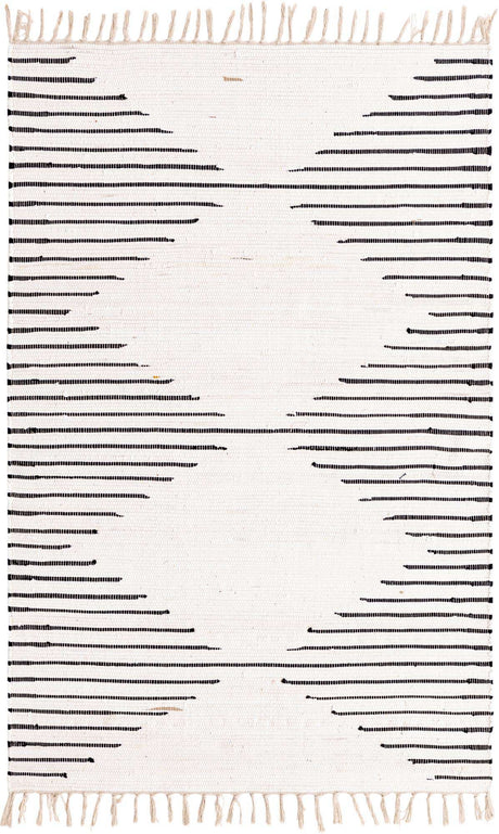 White 4' 1 x 6' 1 Chindi Cotton Rectangle Rug