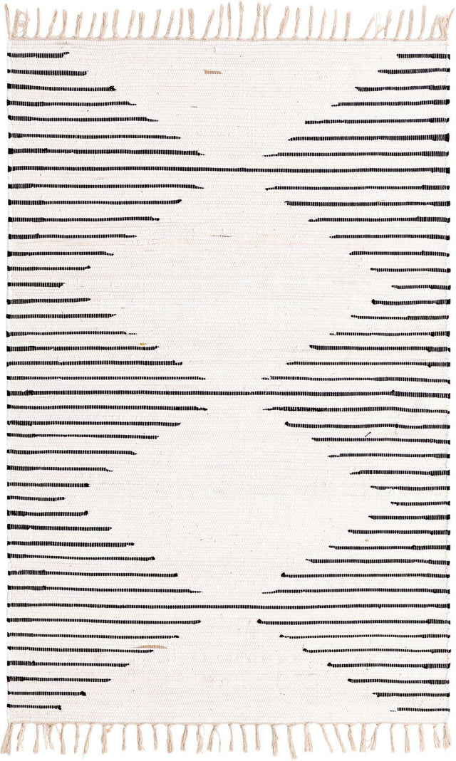 White 4' 1 x 6' 1 Chindi Cotton Rectangle Rug
