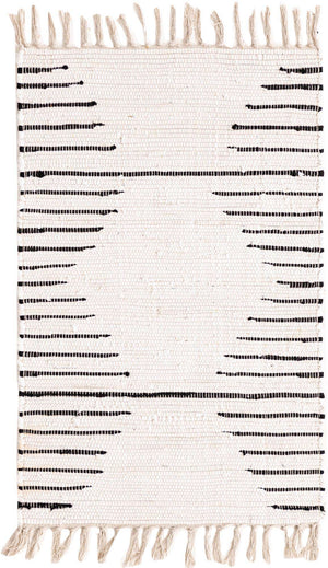 White 2' x 3' 1 Chindi Cotton Rectangle Rug
