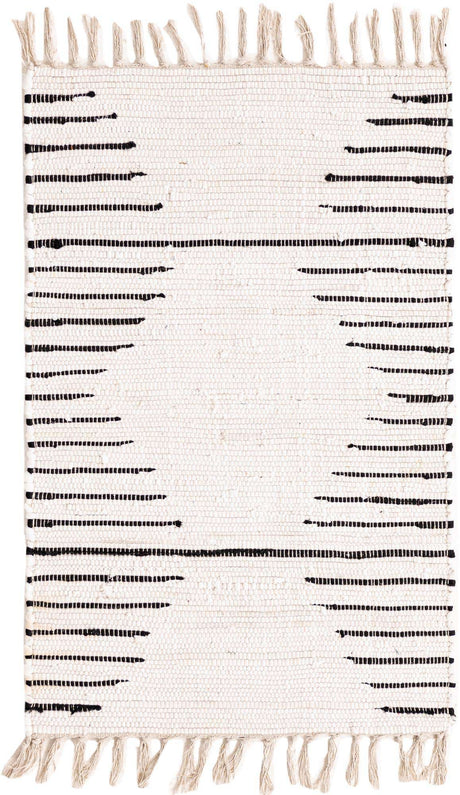 White 2' x 3' 1 Chindi Cotton Rectangle Rug