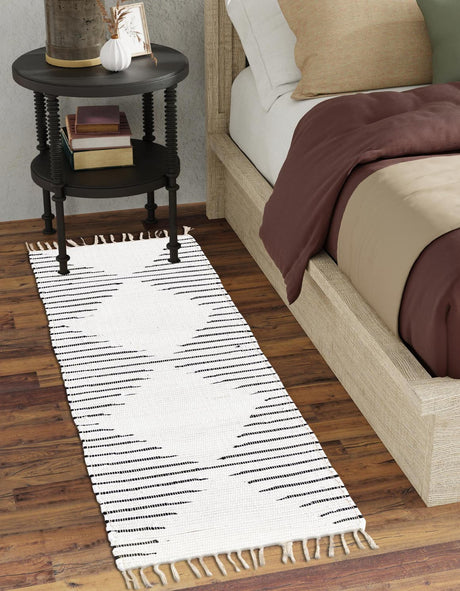 White 2' 2 x 6' 1 Chindi Cotton Runner Rug