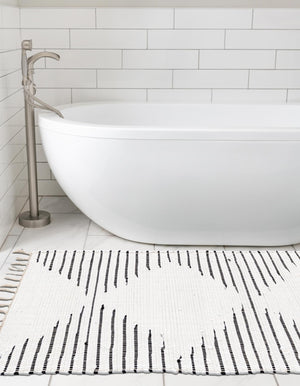 White 2' 2 x 6' 1 Chindi Cotton Runner Rug