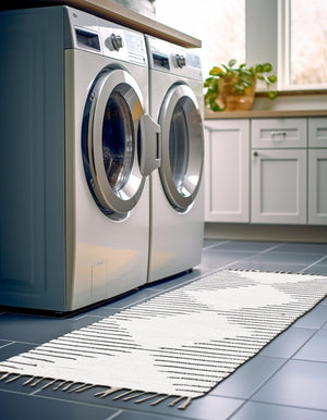 White 2' x 8' Chindi Cotton Runner Rug