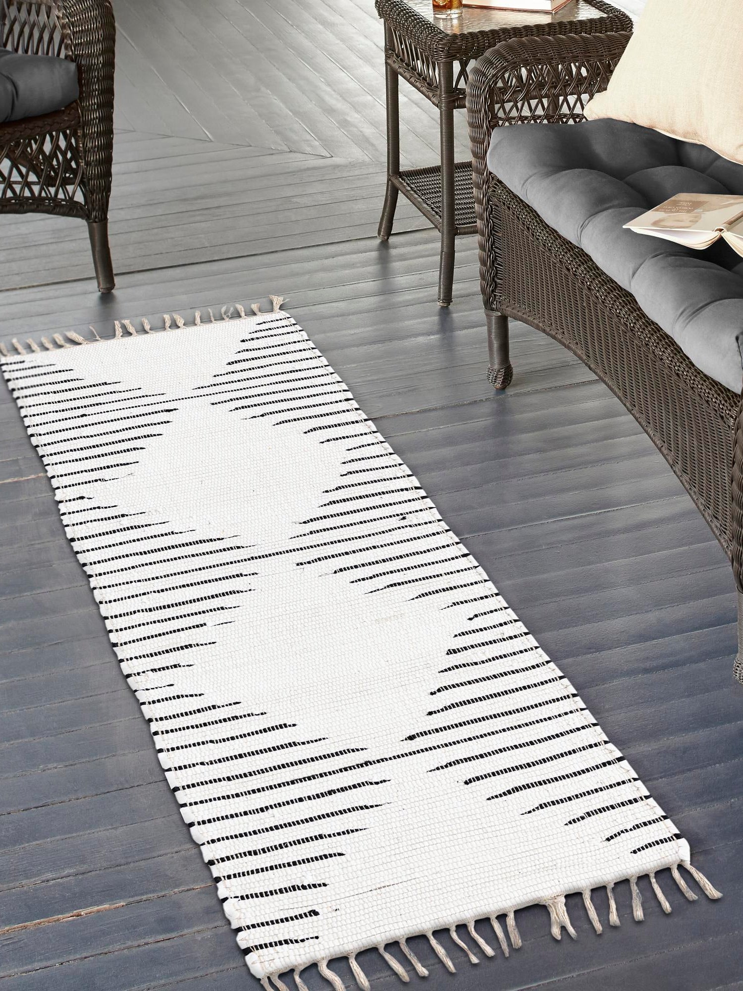 White 2' x 8' Chindi Cotton Runner Area Rug Interior Design Home Decor Carpet Mat for Sale at Rug Engine