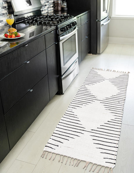 White 2' 11 x 16' 1 Chindi Cotton Runner Area Rug Interior Design Home Decor Carpet Mat for Sale at Rug Engine
