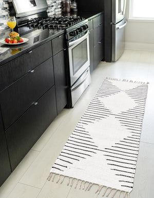 White 2' 2 x 6' 1 Chindi Cotton Runner Rug