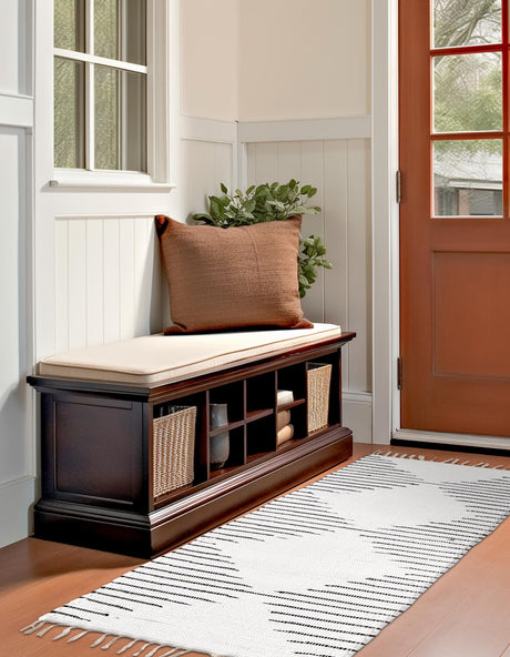 White 2' 2 x 6' 1 Chindi Cotton Runner Area Rug Interior Design Home Decor Carpet Mat for Sale at Rug Engine