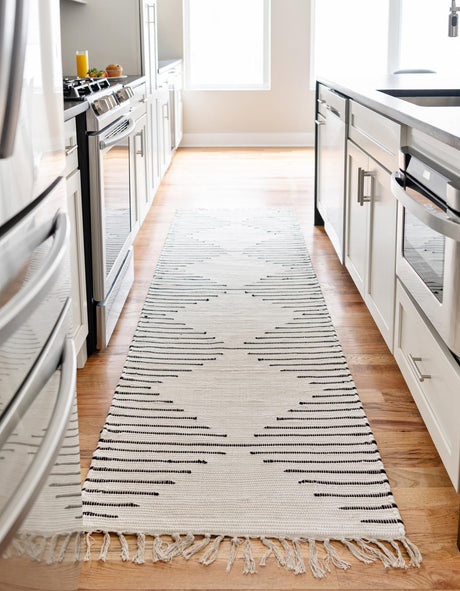 White 2' 11 x 16' 1 Chindi Cotton Runner Area Rug Interior Design Home Decor Carpet Mat for Sale at Rug Engine