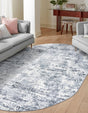 Vintage Blue 8' x 10' Eos Oval Area Rug 100% Polypropylene Stain Resistant Carpet With Cotton Backing Marbled Design for Living, Dining Room, Office for Sale at Rug Engine