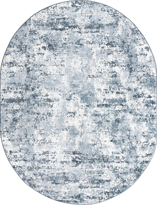 Vintage Blue 8' x 10' Eos Oval Area Rug 100% Polypropylene Stain Resistant Carpet With Cotton Backing Marbled Design for Living, Dining Room, Office for Sale at Rug Engine