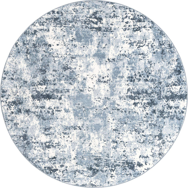 Vintage Blue 7' x 7' Eos Round Area Rug 100% Polypropylene Stain Resistant Carpet With Cotton Backing Marbled Design for Living, Dining Room, Office for Sale at Rug Engine