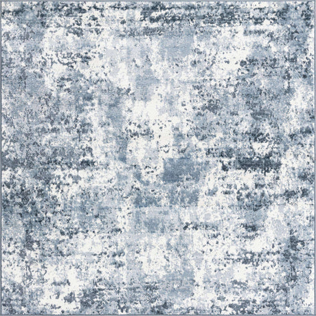 Vintage Blue 6' 1 x 6' 1 Eos Square Area Rug 100% Polypropylene Stain Resistant Carpet With Cotton Backing Marbled Design for Living, Dining Room, Office for Sale at Rug Engine