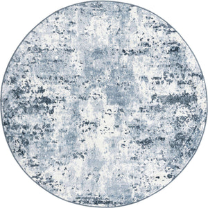 Vintage Blue 5' x 5' Eos Round Area Rug 100% Polypropylene Stain Resistant Carpet With Cotton Backing Marbled Design for Living, Dining Room, Office for Sale at Rug Engine