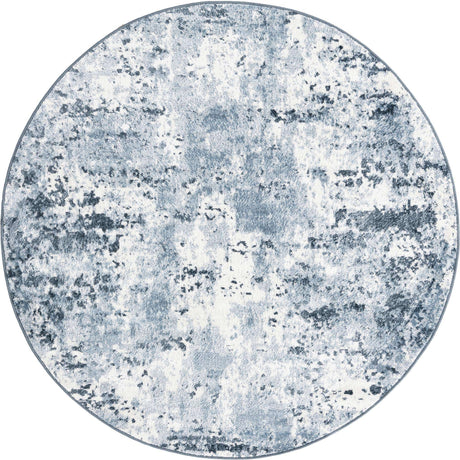 Vintage Blue 5' x 5' Eos Round Area Rug 100% Polypropylene Stain Resistant Carpet With Cotton Backing Marbled Design for Living, Dining Room, Office for Sale at Rug Engine