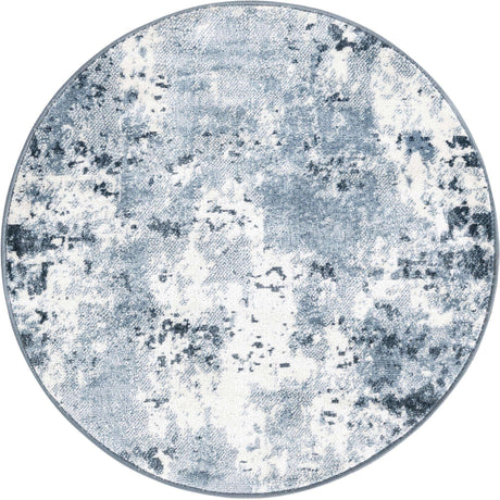 Vintage Blue 3' x 3' Eos Round Area Rug 100% Polypropylene Stain Resistant Carpet With Cotton Backing Marbled Design for Living, Dining Room, Office for Sale at Rug Engine