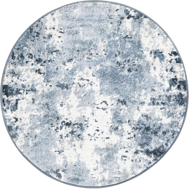 Vintage Blue 3' x 3' Eos Round Area Rug 100% Polypropylene Stain Resistant Carpet With Cotton Backing Marbled Design for Living, Dining Room, Office for Sale at Rug Engine
