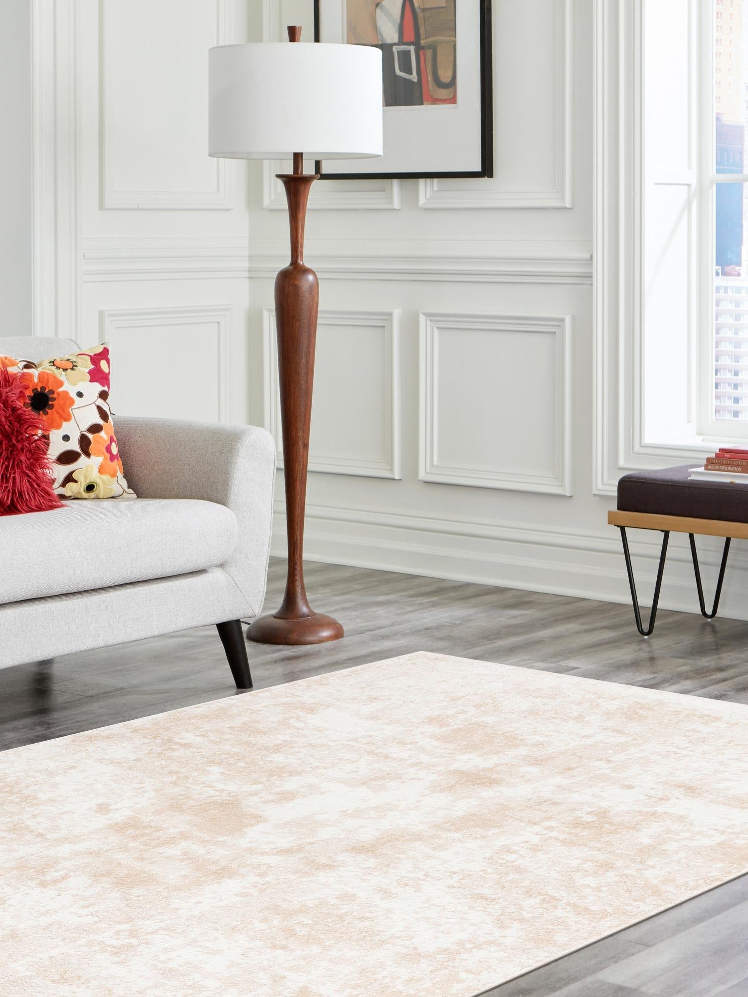 Sand 9' x 12' Eos Rectangle Area Rug 100% Polypropylene Stain Resistant Carpet With Cotton Backing Marbled Design for Living, Dining Room, Office for Sale at Rug Engine
