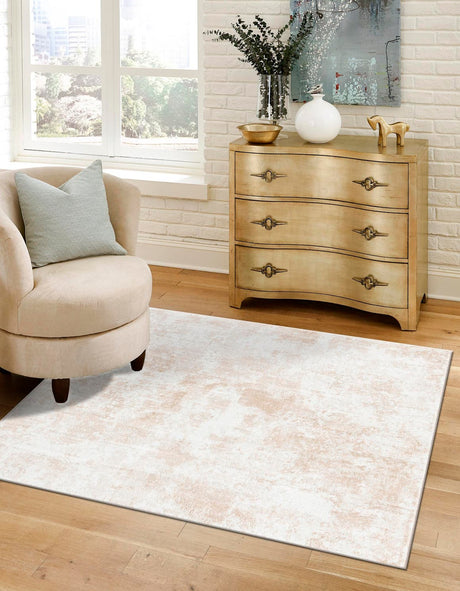 Sand 5' 3 x 5' 3 Eos Square Area Rug 100% Polypropylene Stain Resistant Carpet With Cotton Backing Marbled Design for Living, Dining Room, Office for Sale at Rug Engine
