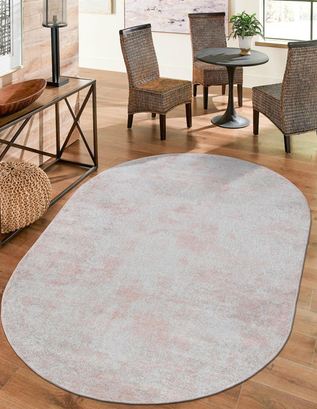 Carnation Pink 8' x 10' Eos Oval Area Rug 100% Polypropylene Stain Resistant Carpet With Cotton Backing Marbled Design for Living, Dining Room, Office for Sale at Rug Engine
