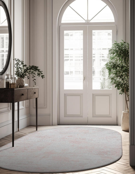 Carnation Pink 5' 3 x 8' Eos Oval Area Rug 100% Polypropylene Stain Resistant Carpet With Cotton Backing Marbled Design for Living, Dining Room, Office for Sale at Rug Engine
