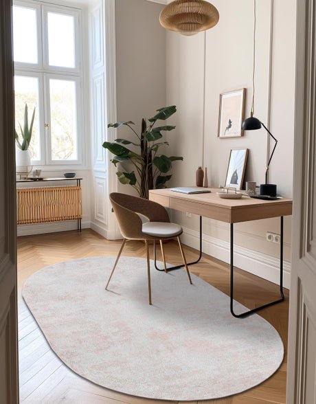 Carnation Pink 5' 3 x 8' Eos Oval Area Rug 100% Polypropylene Stain Resistant Carpet With Cotton Backing Marbled Design for Living, Dining Room, Office for Sale at Rug Engine