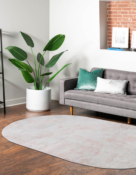 Carnation Pink 5' 3 x 8' Eos Oval Area Rug 100% Polypropylene Stain Resistant Carpet With Cotton Backing Marbled Design for Living, Dining Room, Office for Sale at Rug Engine