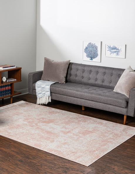 Carnation Pink 6' 1 x 9' Eos Rectangle Area Rug 100% Polypropylene Stain Resistant Carpet With Cotton Backing Marbled Design for Living, Dining Room, Office for Sale at Rug Engine