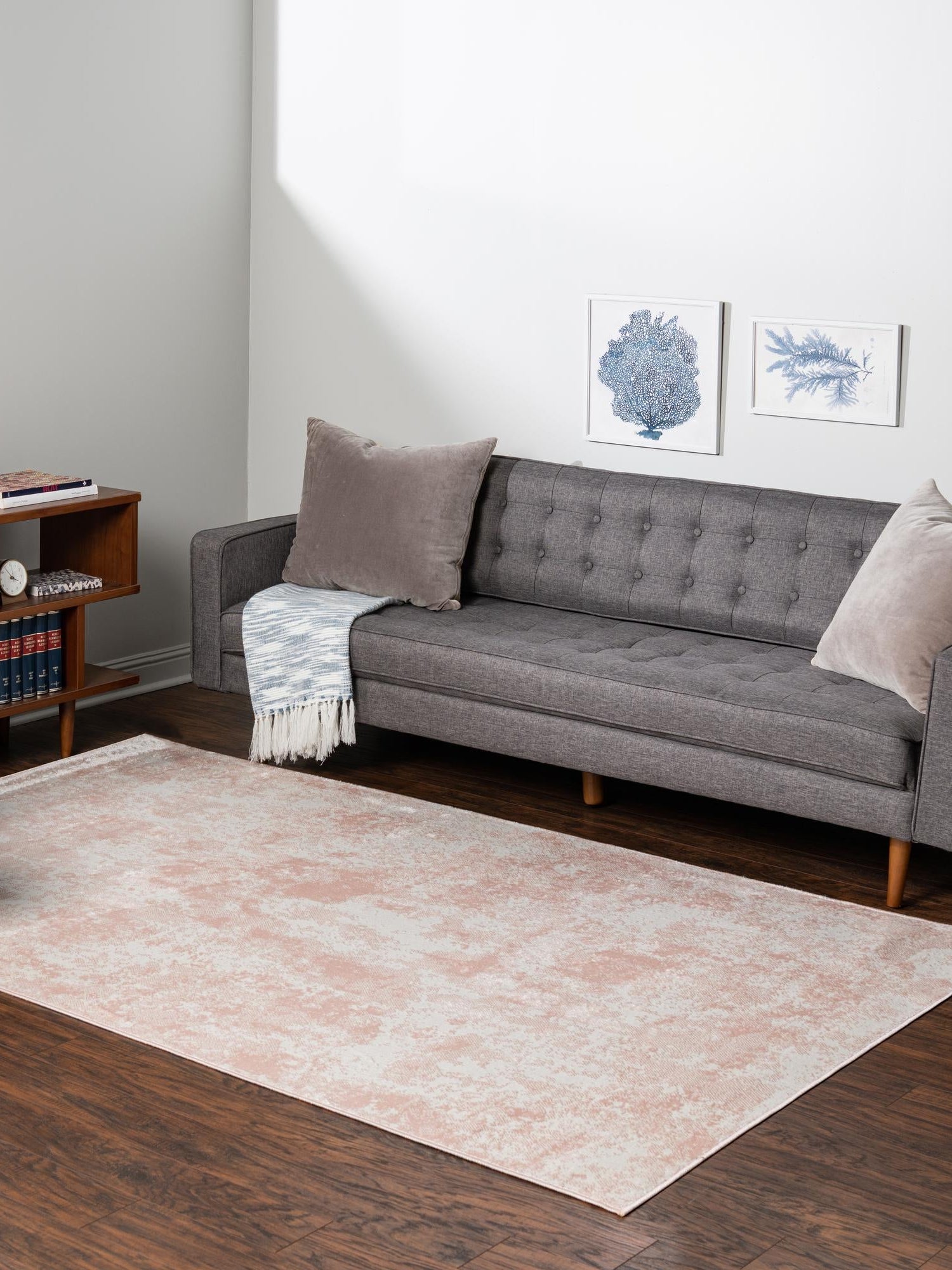 Carnation Pink 2' x 3' Eos Rectangle Area Rug 100% Polypropylene Stain Resistant Carpet With Cotton Backing Marbled Design for Living, Dining Room, Office for Sale at Rug Engine
