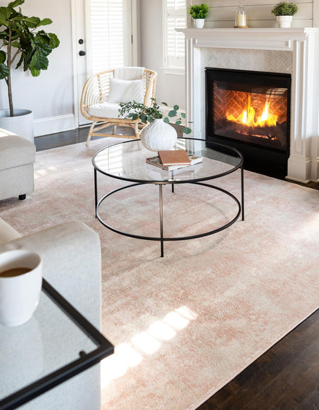 Carnation Pink 2' x 3' Eos Rectangle Area Rug 100% Polypropylene Stain Resistant Carpet With Cotton Backing Marbled Design for Living, Dining Room, Office for Sale at Rug Engine