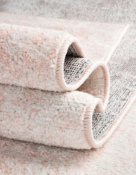 Carnation Pink 6' 1 x 9' Eos Rectangle Area Rug 100% Polypropylene Stain Resistant Carpet With Cotton Backing Marbled Design for Living, Dining Room, Office for Sale at Rug Engine