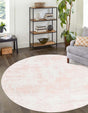 Carnation Pink 3' 1 x 3' 1 Eos Round Area Rug 100% Polypropylene Stain Resistant Carpet With Cotton Backing Marbled Design for Living, Dining Room, Office for Sale at Rug Engine