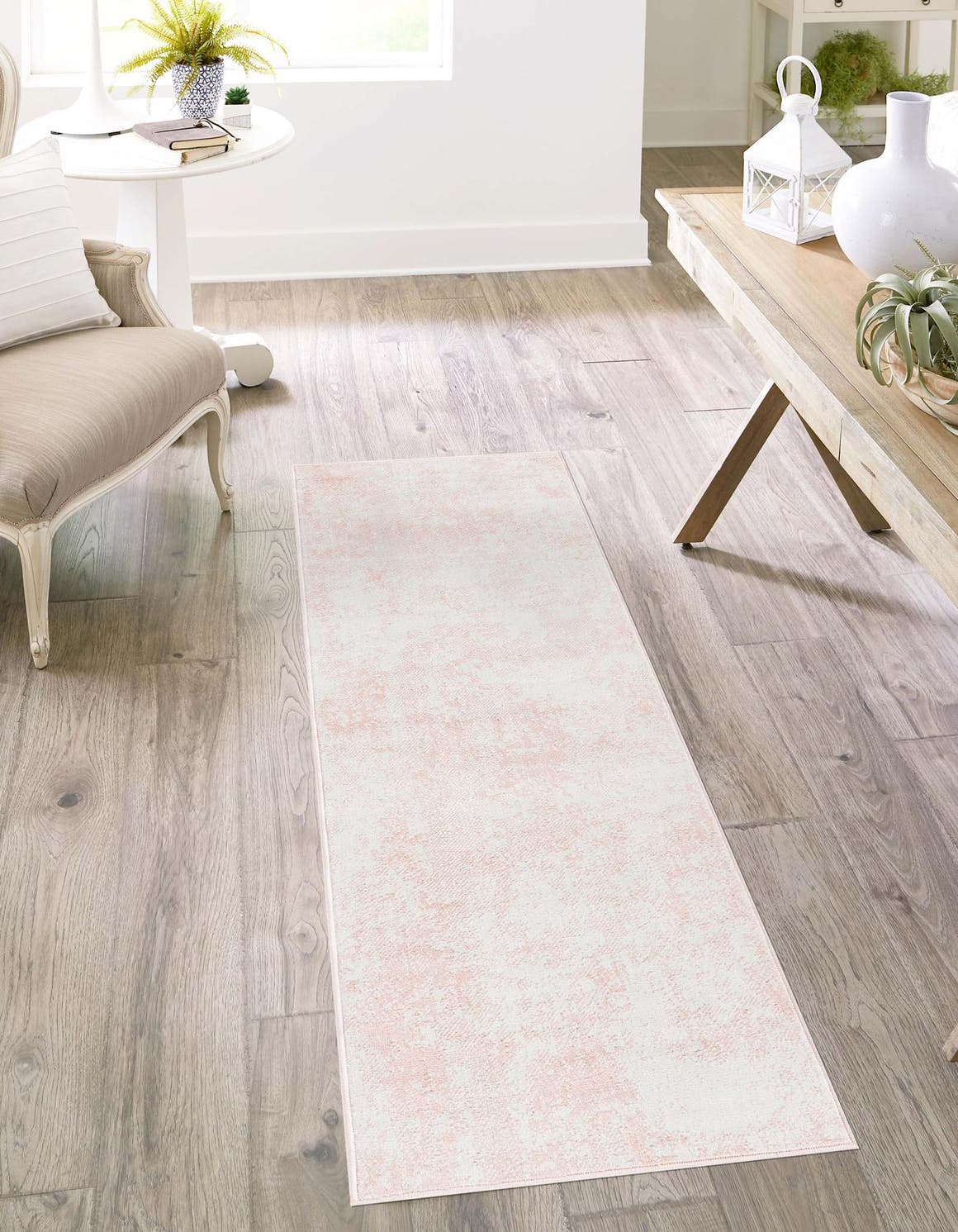 Carnation Pink 2' 7 x 12' Eos Runner Area Rug 100% Polypropylene Stain Resistant Carpet With Cotton Backing Marbled Design for Living, Dining Room, Office for Sale at Rug Engine