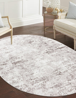 Stone Gray 4' 1 x 6' 1 Eos Oval Area Rug 100% Polypropylene Stain Resistant Carpet With Cotton Backing Marbled Design for Living, Dining Room, Office for Sale at Rug Engine