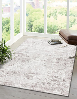 Stone Gray 7' 10 x 10' Eos Rectangle Area Rug 100% Polypropylene Stain Resistant Carpet With Cotton Backing Marbled Design for Living, Dining Room, Office for Sale at Rug Engine