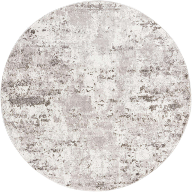 Stone Gray 5' x 5' Eos Round Area Rug 100% Polypropylene Stain Resistant Carpet With Cotton Backing Marbled Design for Living, Dining Room, Office for Sale at Rug Engine