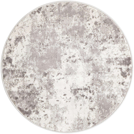 Stone Gray 3' x 3' Eos Round Area Rug 100% Polypropylene Stain Resistant Carpet With Cotton Backing Marbled Design for Living, Dining Room, Office for Sale at Rug Engine