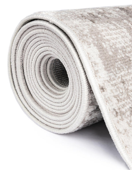 Stone Gray 2' 7 x 13' 1 Eos Runner Area Rug 100% Polypropylene Stain Resistant Carpet With Cotton Backing Marbled Design for Living, Dining Room, Office for Sale at Rug Engine