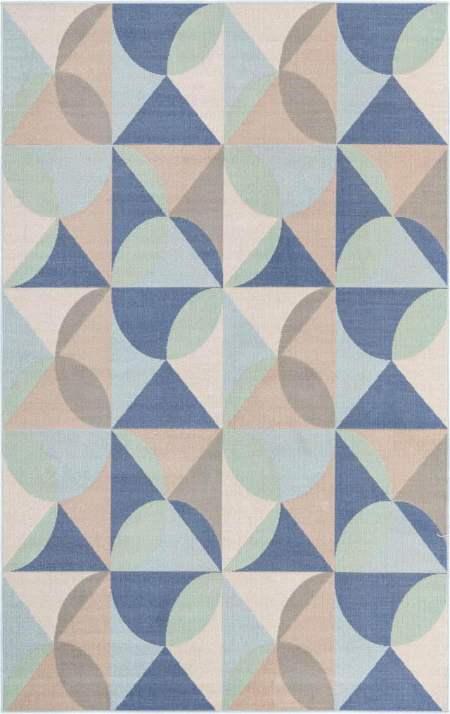 Blue 1' 4 x 1' 4 Lotus Sample Area Rug 100% Polypropylene Modern Contemporary Colorful Carpet Easy Clean for Living Room, Kitchen, Dining, Office for Sale at Rug Engine